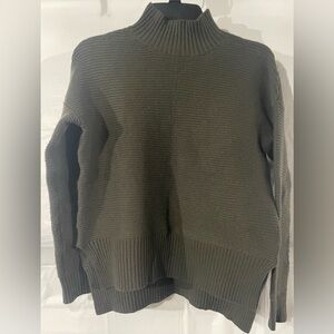 Sweet Romeo Green Cowl Neck Sweater with Ribbed Knit
